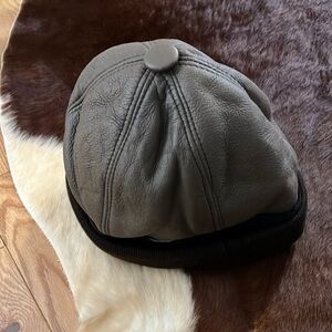 Vintage Leather shearling Aviator Cap